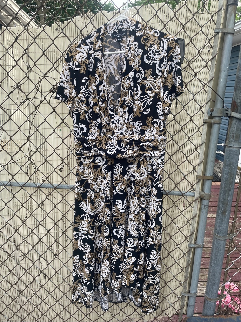 Perceptions Gold and Black elegant layered Maxi Dress